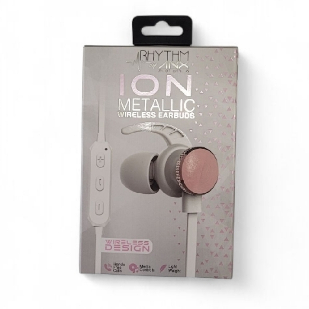 🎁 Rhythm ION Metallic Wireless Earbuds - Metallic Pink